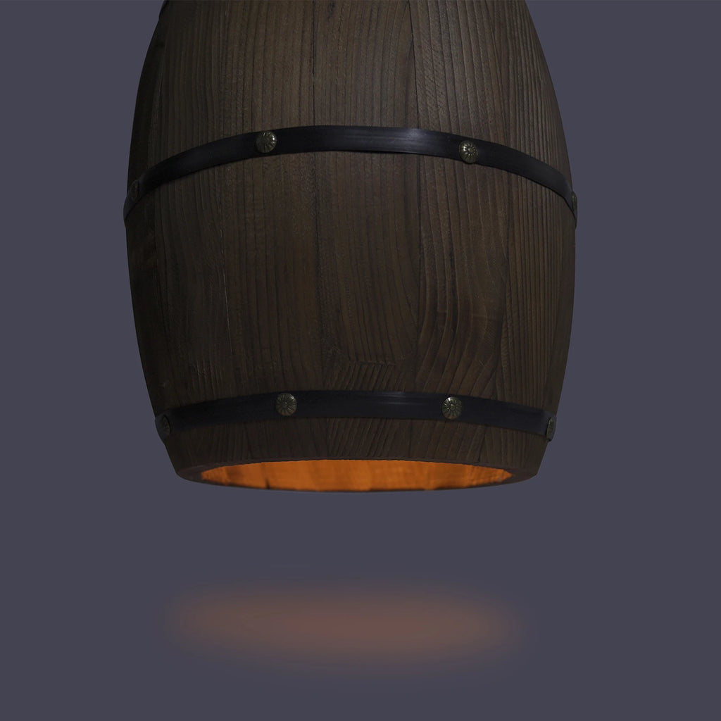 Wood Wine Barrel Pendant Light, Industrial Ceiling Lamp