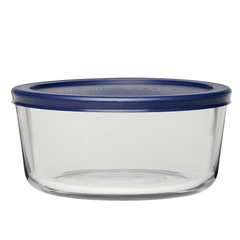Glass Food Storage Container, Lid, 7 Cup Round