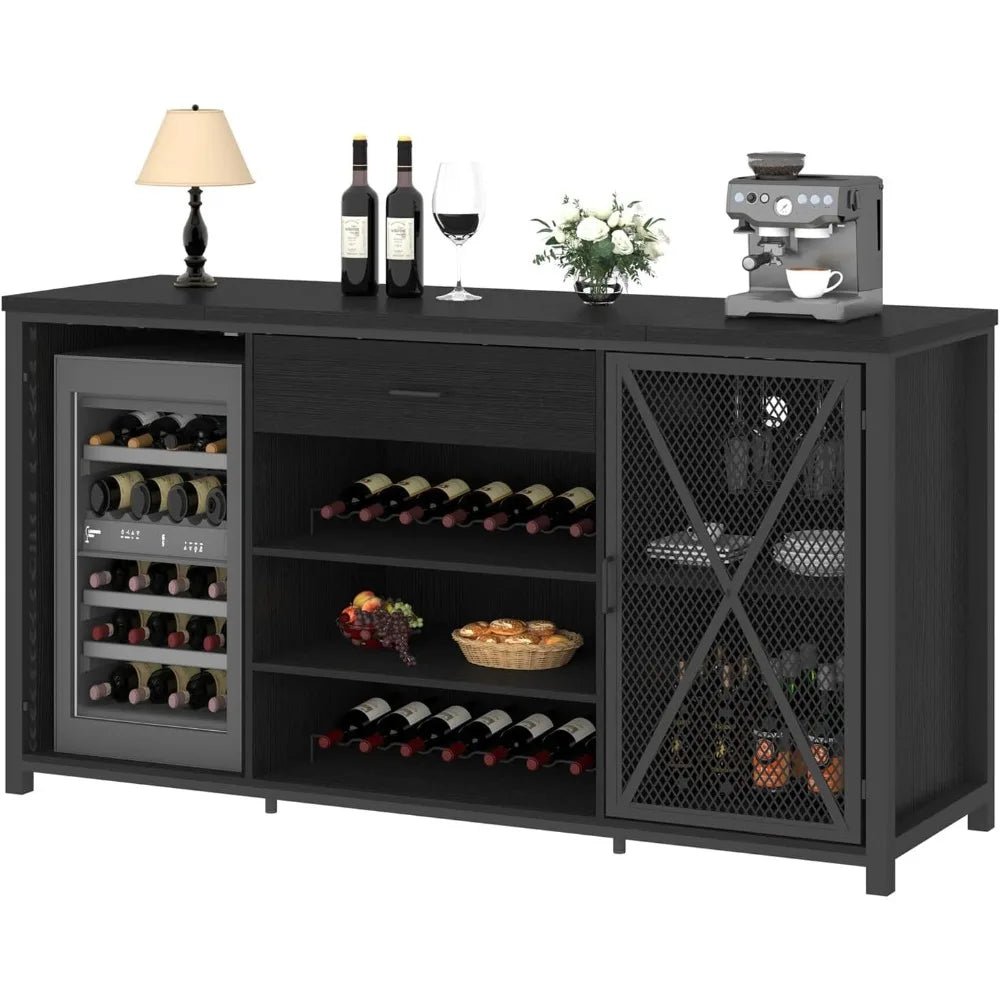 Long Coffee Bar, Wine, Liquor Cabinet, Fridge Space