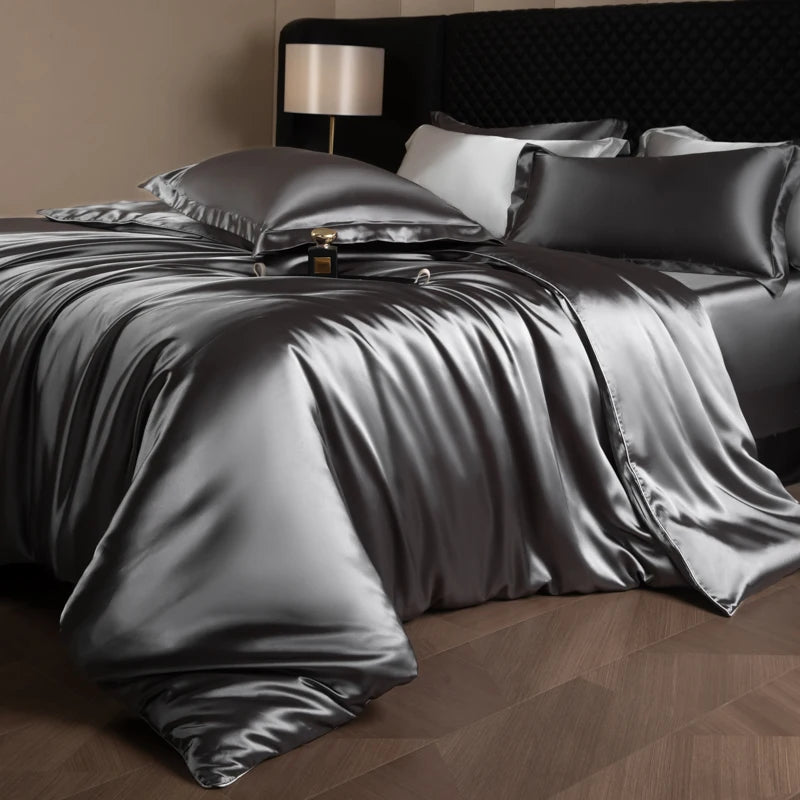 Silk Bedding Set, Duvet Cover, Fitted/Flat, Pillowcases