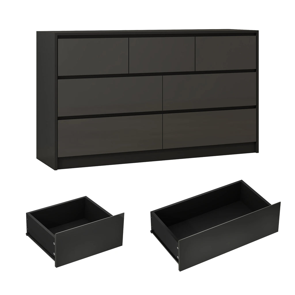 55" 7-Drawer Dresser for Bedroom, High Gloss Drawers