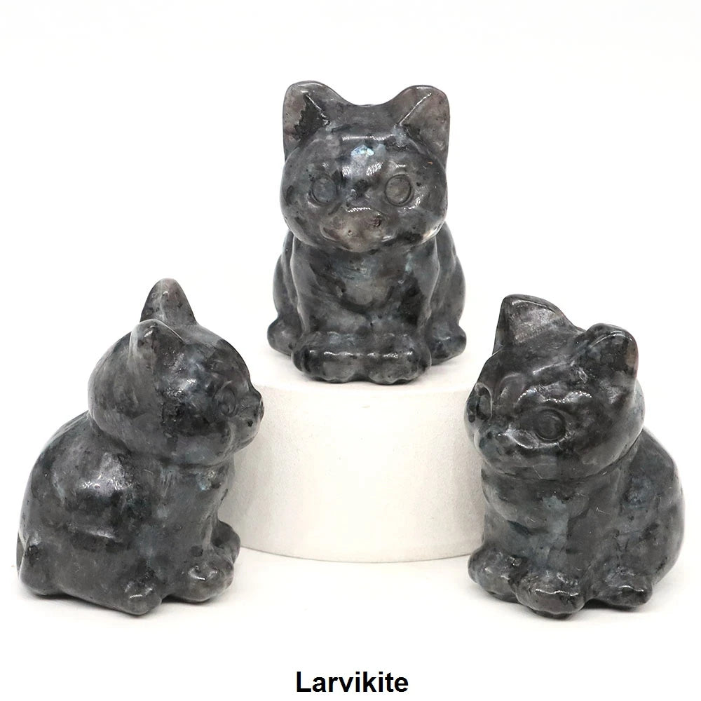 1.2" Mini Hand Carved Animal Kitty Figurine