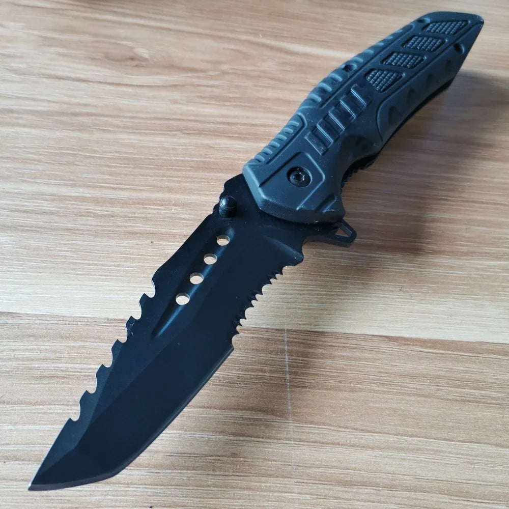 Stainless Steel Knife Set: Fixed & Folding Blades, Sheath