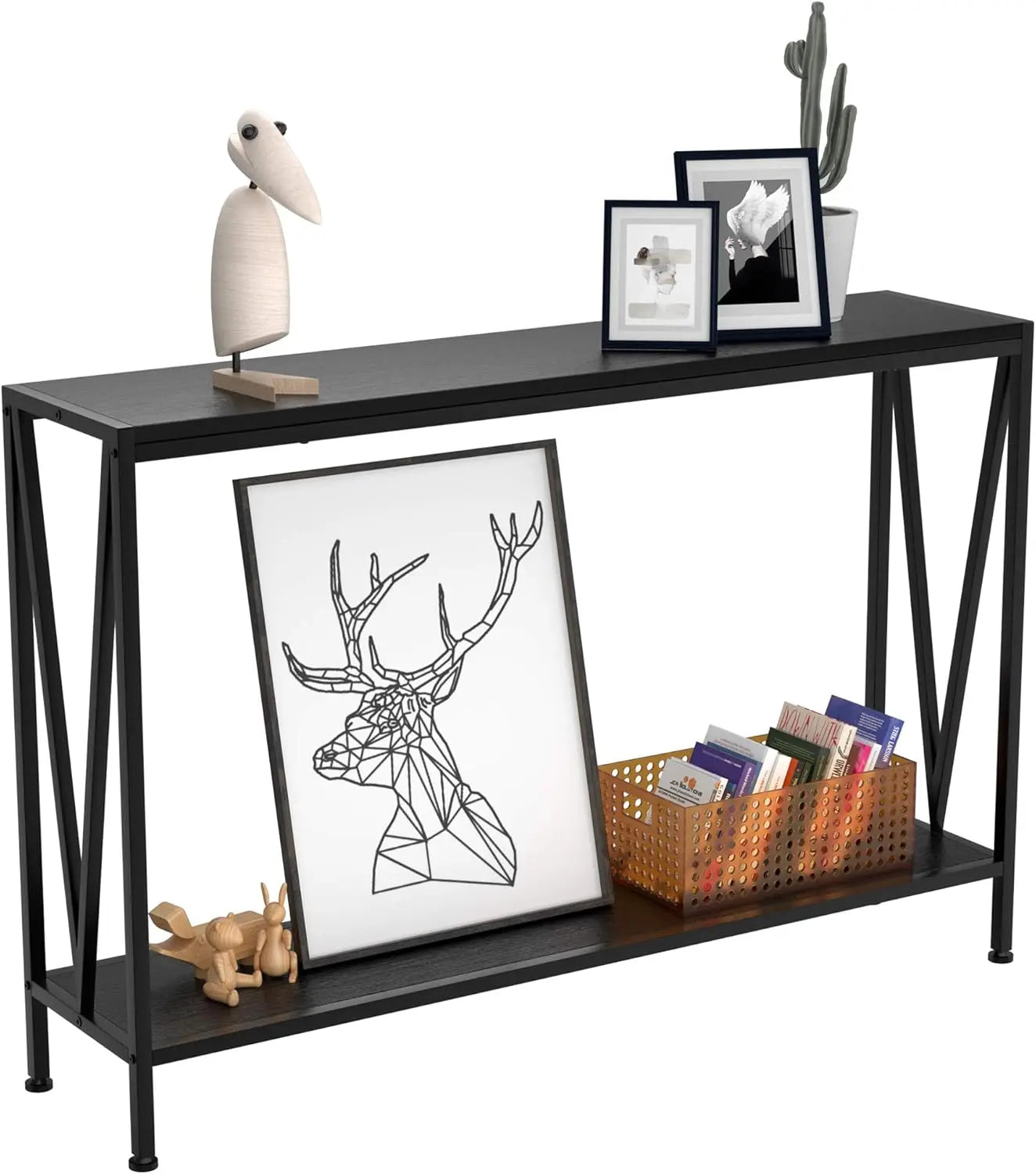 2-Tier Narrow Console Sofa Side Table