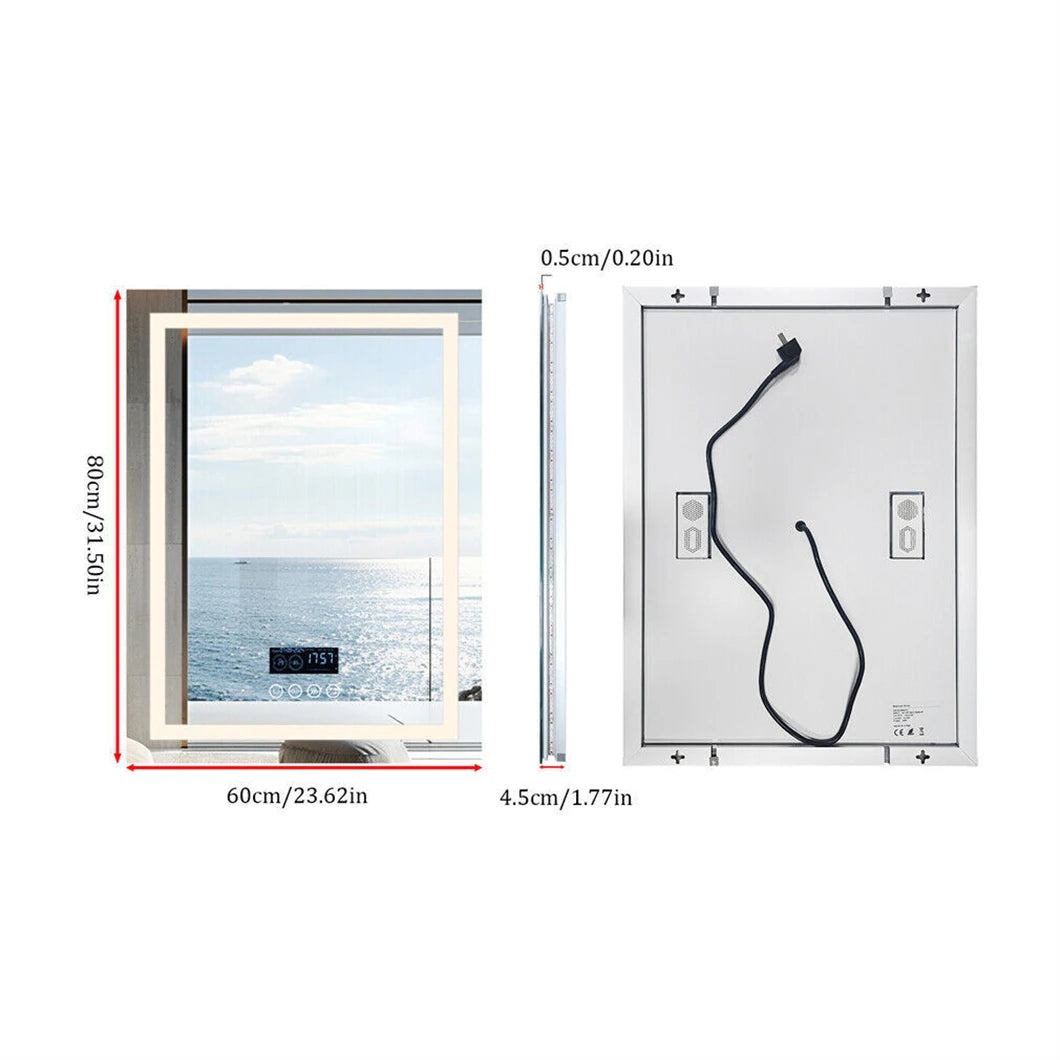 Rectangle Wall Mount Lighted Mirror, Anti-Fog