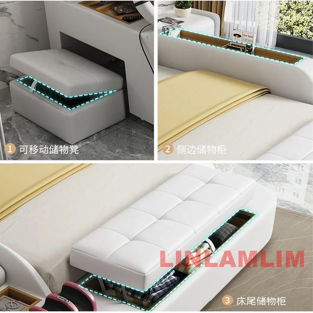 SMART BED 2 People, Ultimate Massage, Leather, Storage