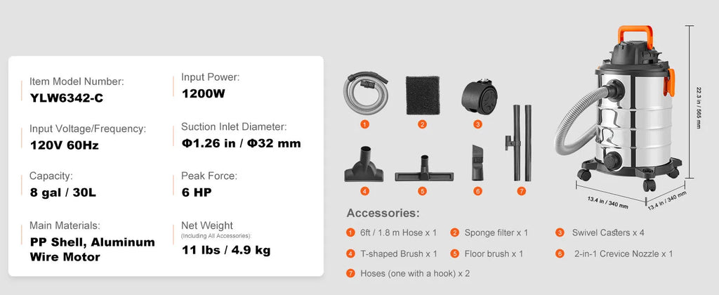 Stainless Steel Wet Dry Shop Vacuum