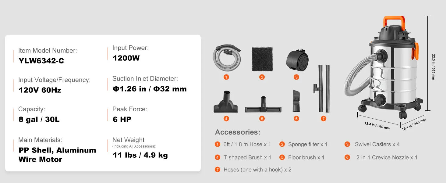 Stainless Steel Wet Dry Shop Vacuum