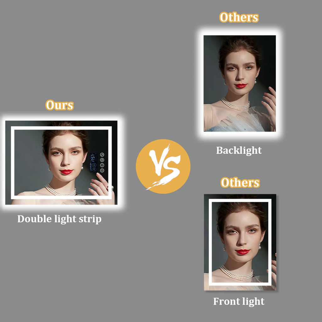 28x36 Lighted Mirror, Bluetooth Speaker Anti-Fog