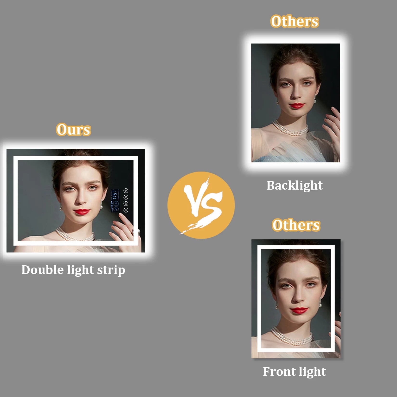 28x36 Lighted Mirror, Bluetooth Speaker Anti-Fog