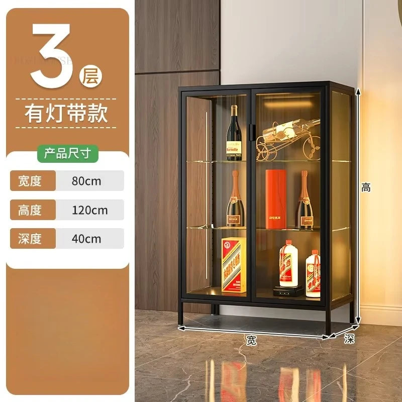 Glass Door Display Cabinet, Minimalist Light