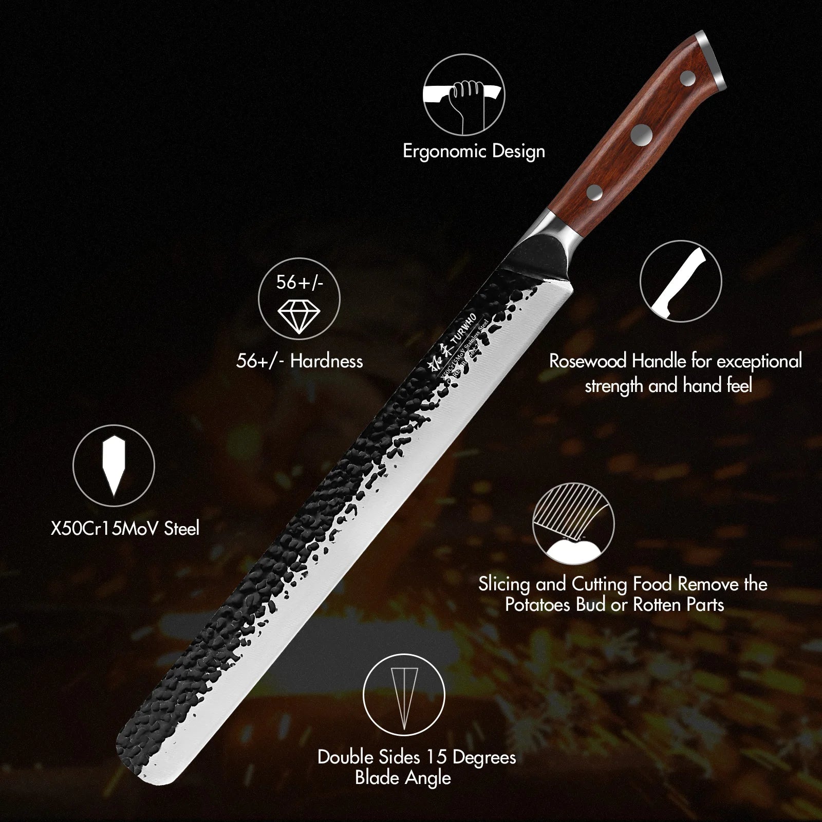 Japanese Hand Forged Slicing Knife Stainless Steel