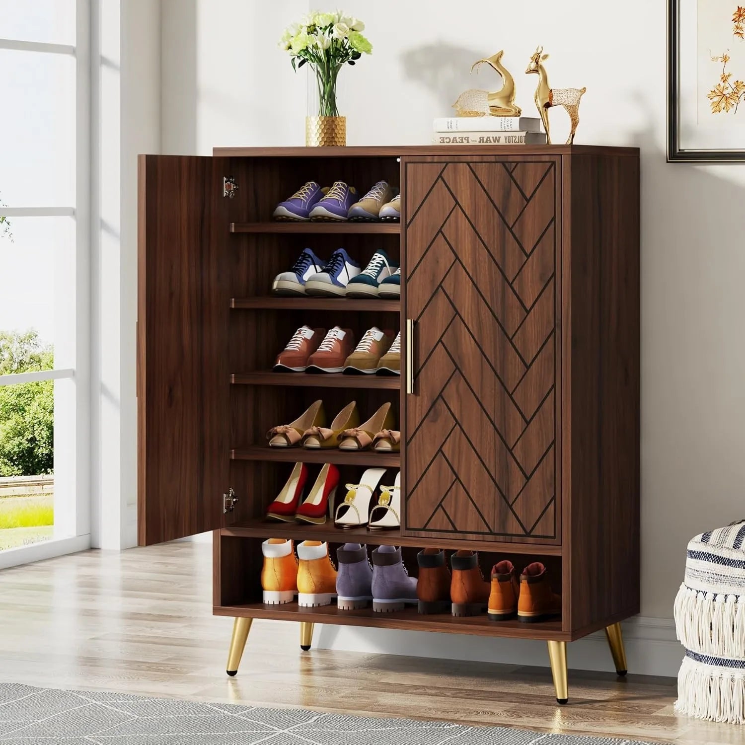 6-Tier Wooden Shoe Storage Cabinet