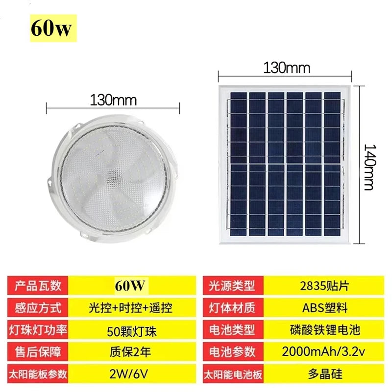 Solar Ceiling Light, Outdoor Indoor, Remote Control