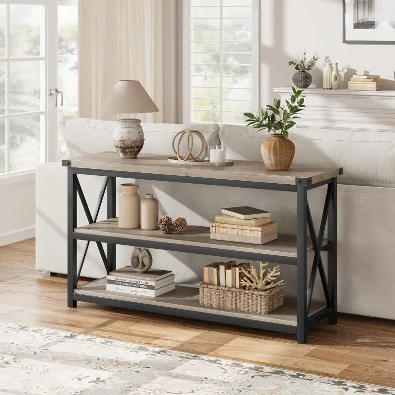 3 Tier Console Table, 47.2" Entryway Table with Storage
