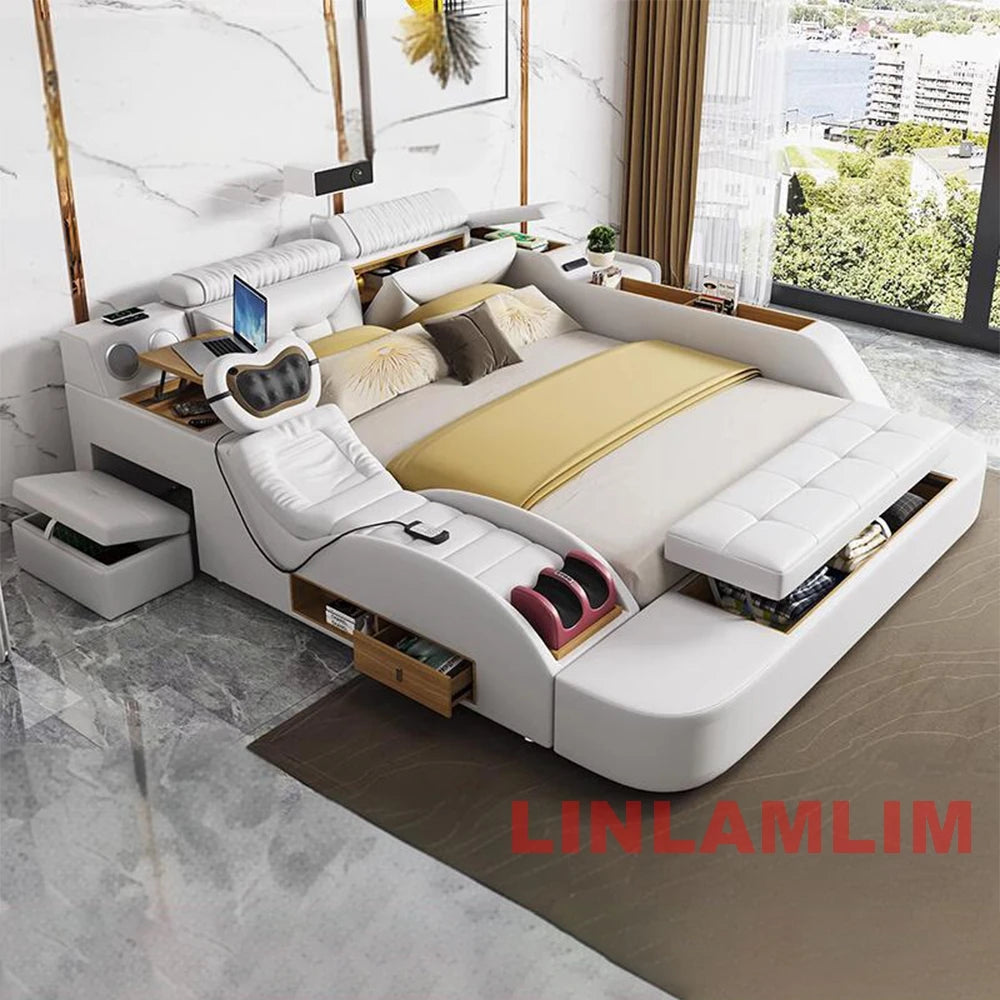 SMART BED 2 People, Ultimate Massage, Leather, Storage