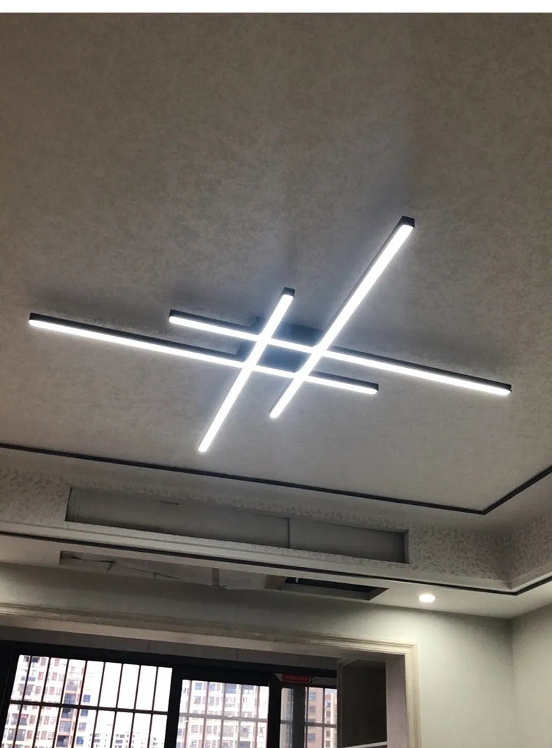 square led ceiling lamp, strip lights, black, white