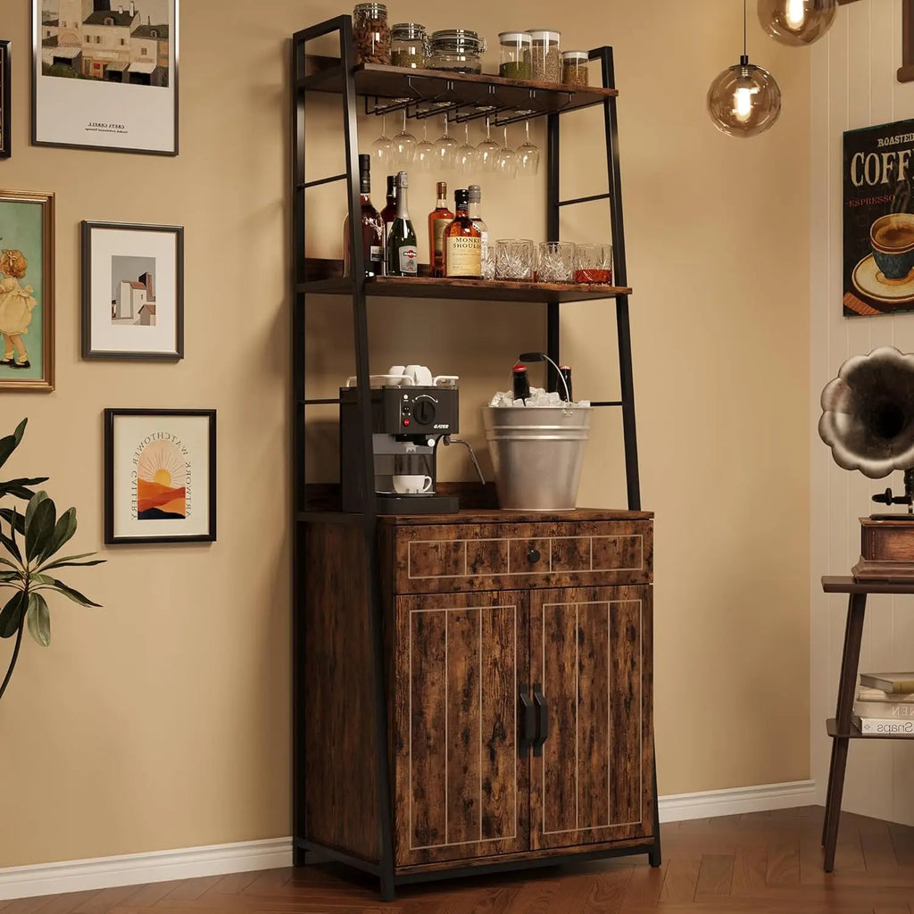 Bakers Rack with Cabinet 70.8" Microwave Stand