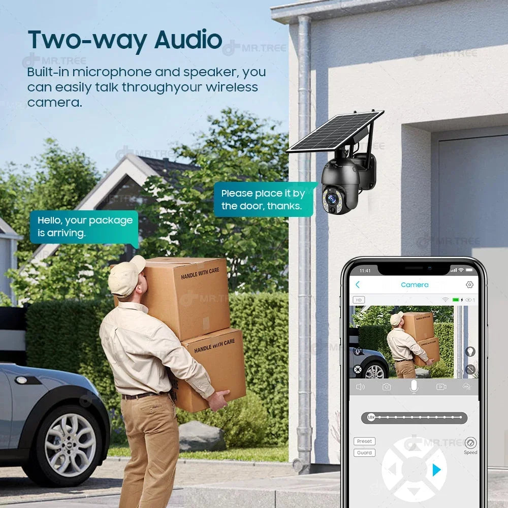 Solar Outdoor Surveillance Camera, 50X Zoom, Humanoid Tracking