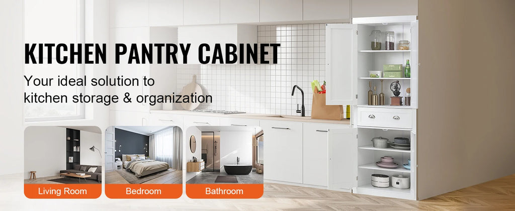 72" Freestanding Kitchen Pantry Storage Cabinet