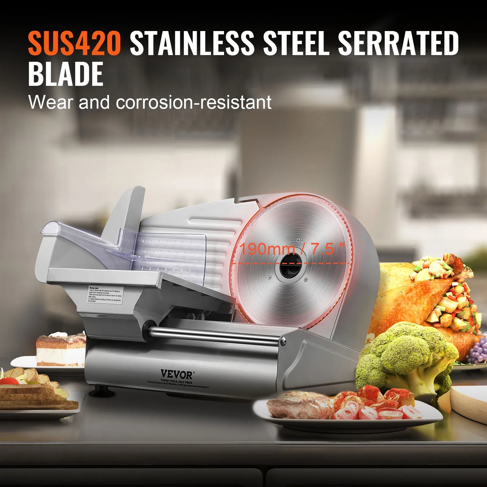 Electric Deli Food Slicer, Adjustable Thickness