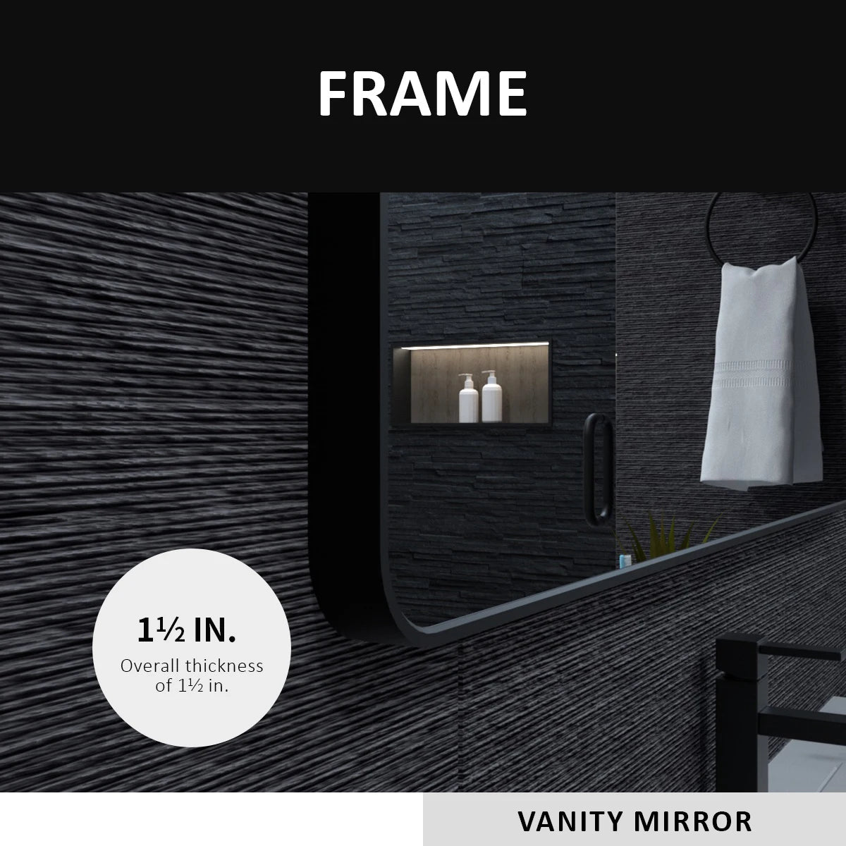 Matte Black Rectangle Wall Mirror