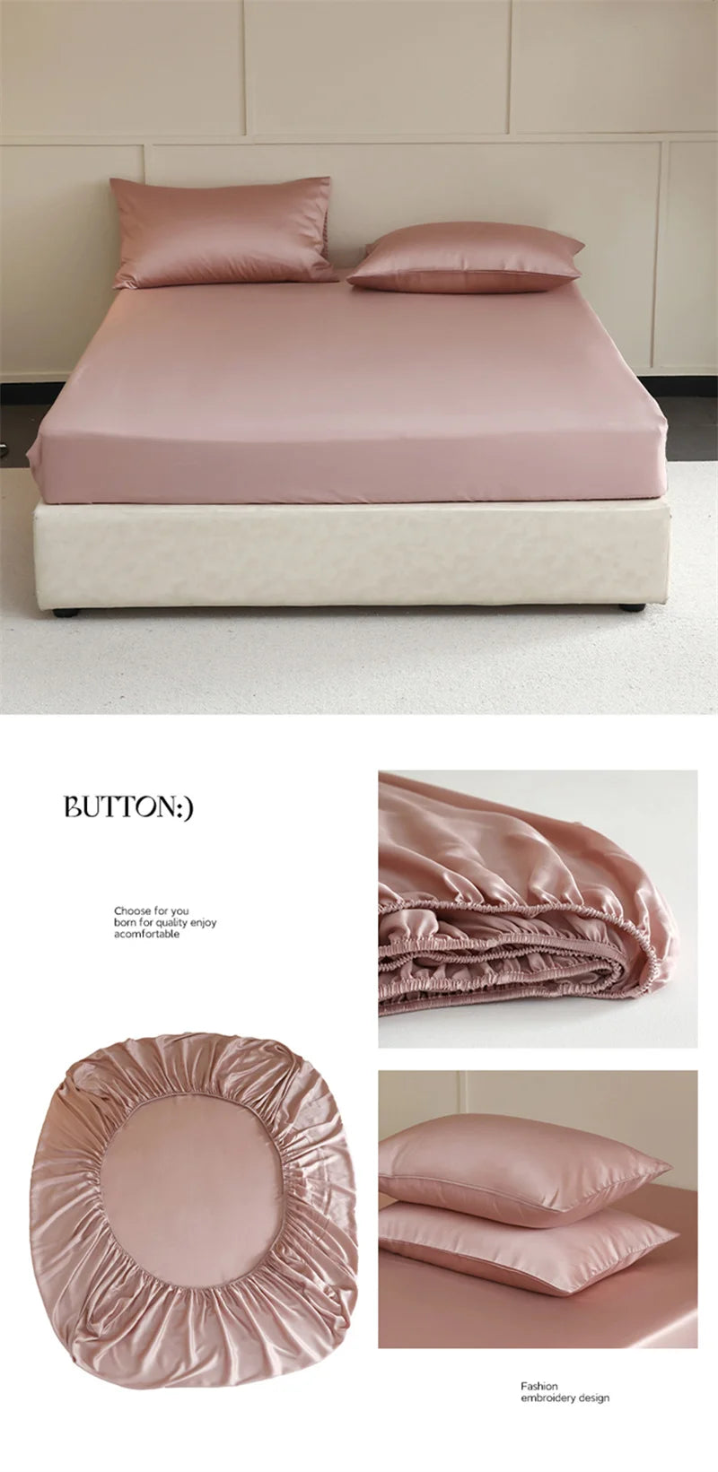 Mulberry Silk Fitted Sheet, Non-Slip Bed Cover