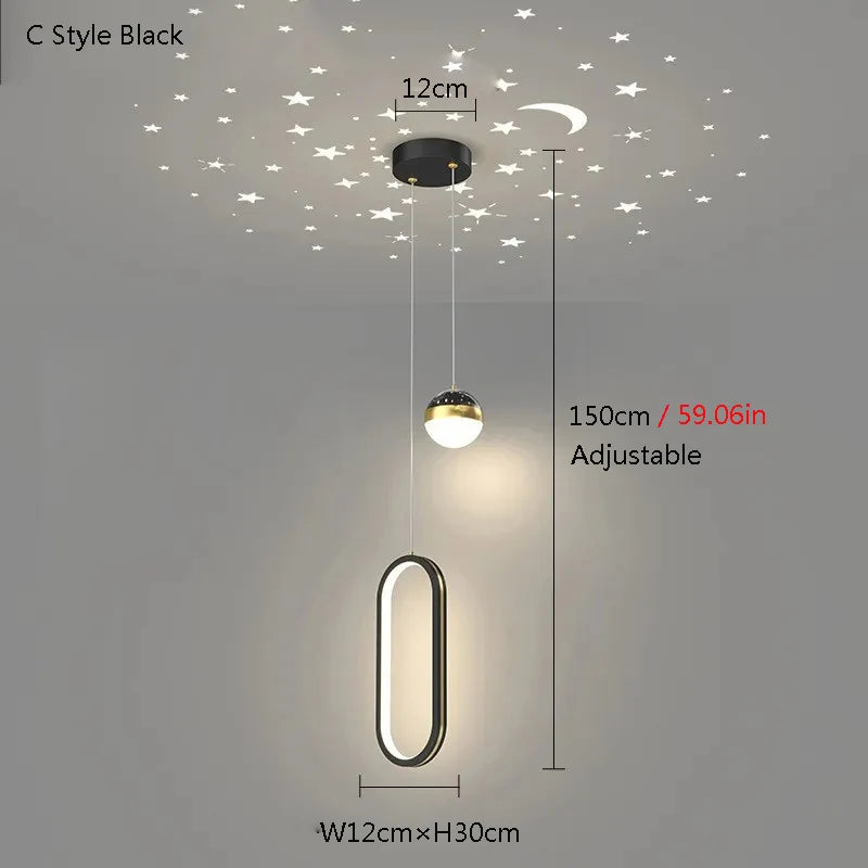 Starry Sky Projection Style Circular Led Pendant Light