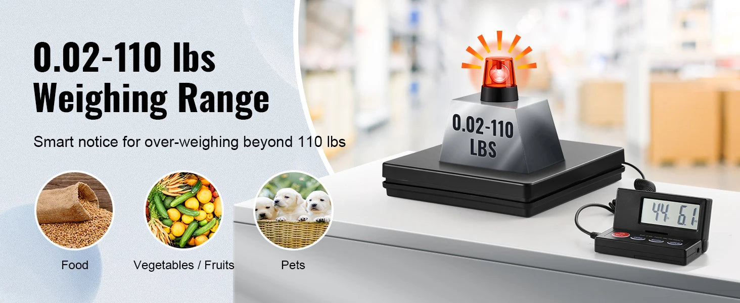 110 lbs Digital Postal Shipping Scale with Time