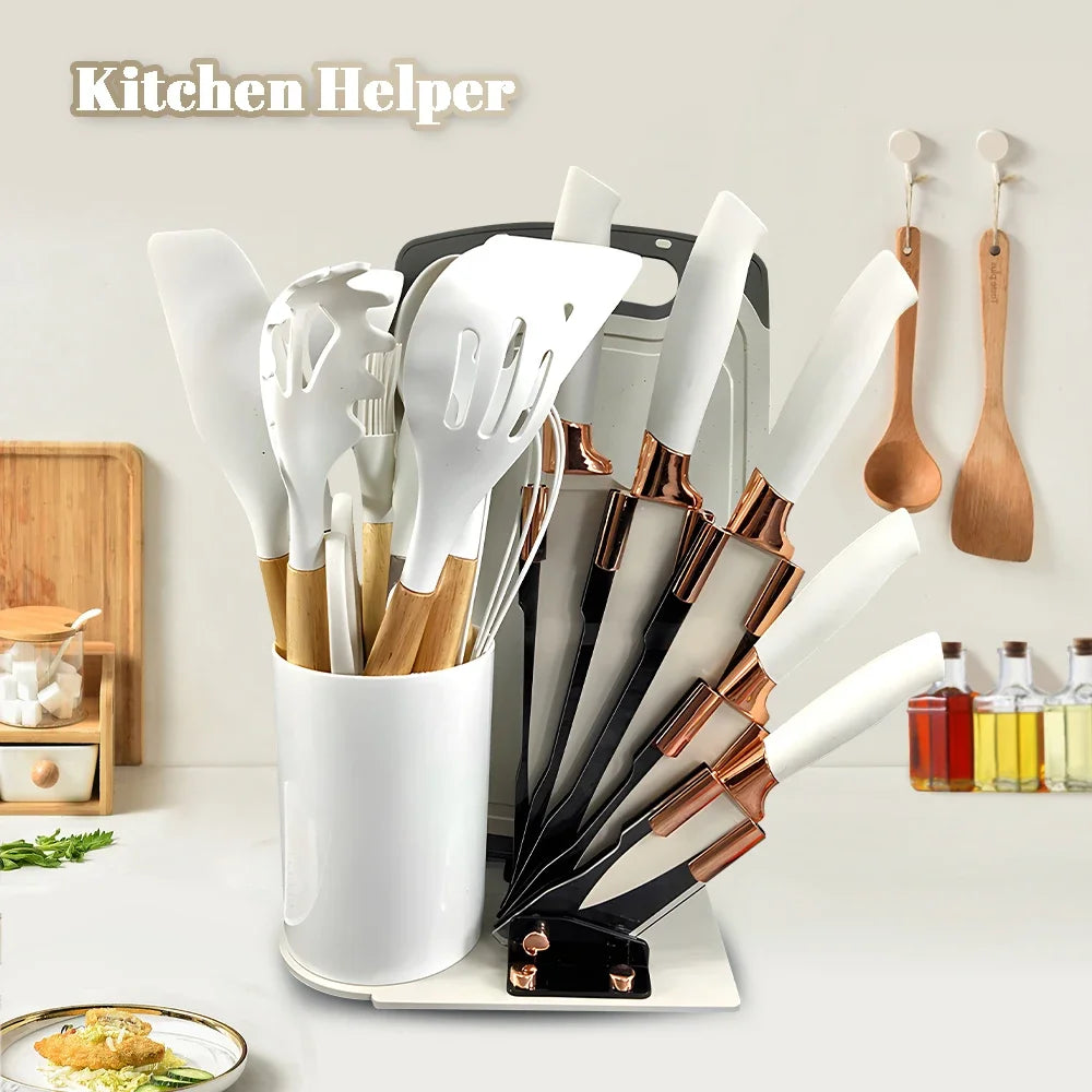 Heat Resistant Silicone Knives, Soup Spoon, Scissors, Peeler