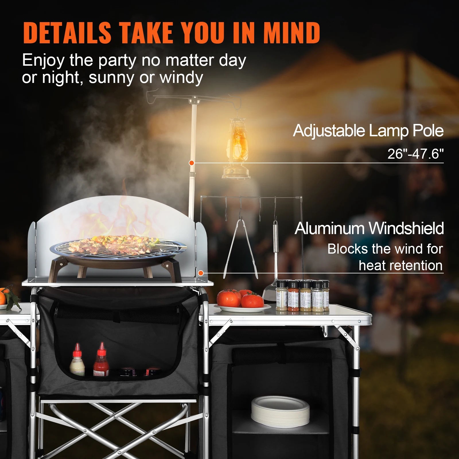 Outdoor Kitchen Table Foldable Cooking, Aluminum Alloy Frame