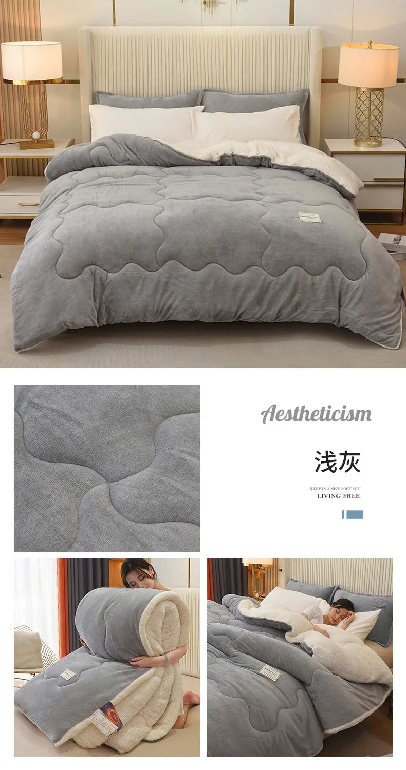 double-sided lamb wool quilt, Various Colors, Sizes