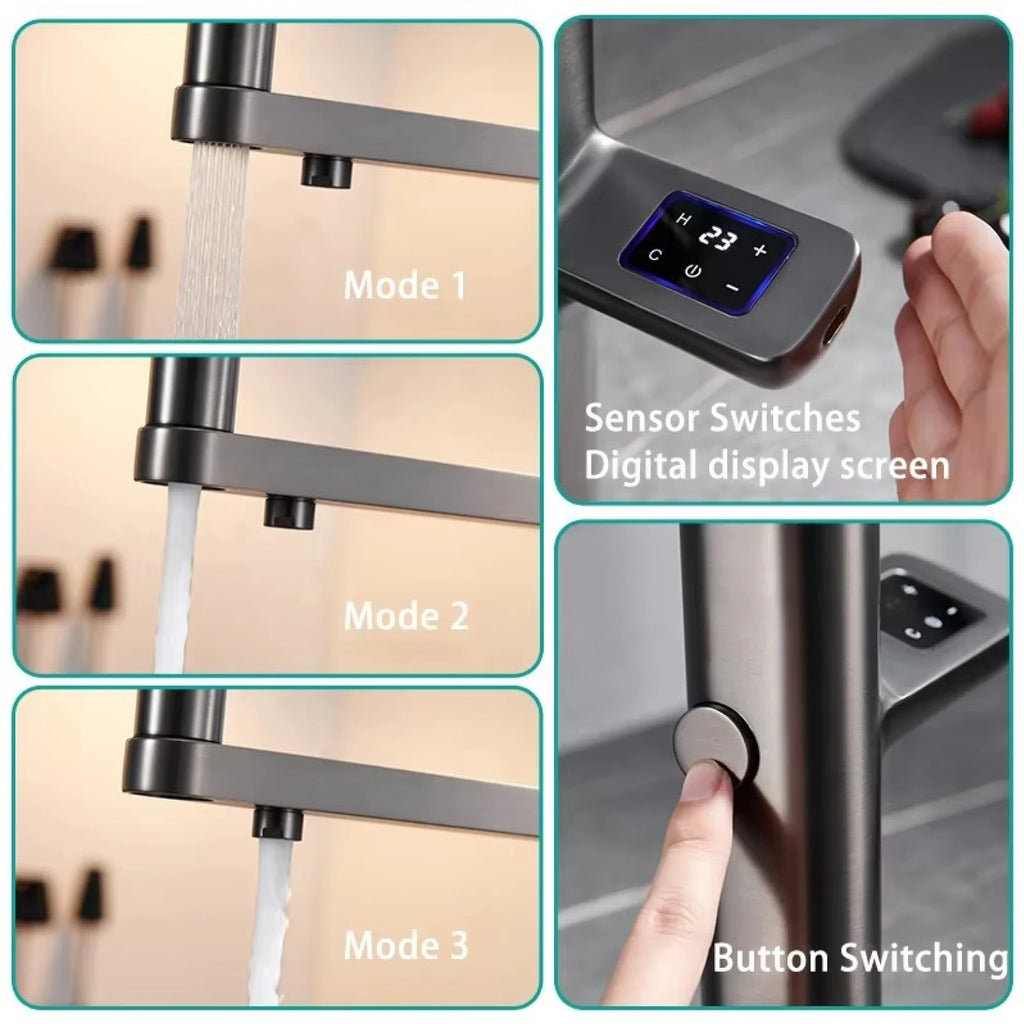 sensing kitchen faucet, LED display touch switch, 2 function spray
