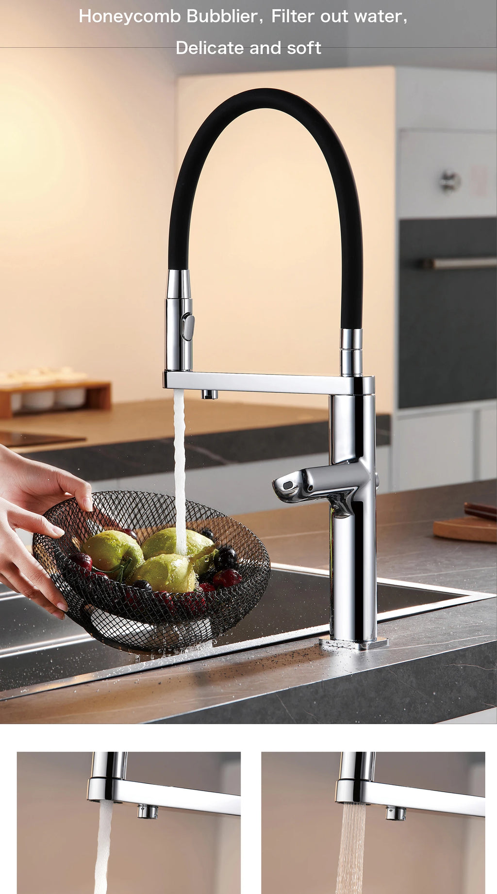 sensing kitchen faucet, LED display touch switch, 2 function spray