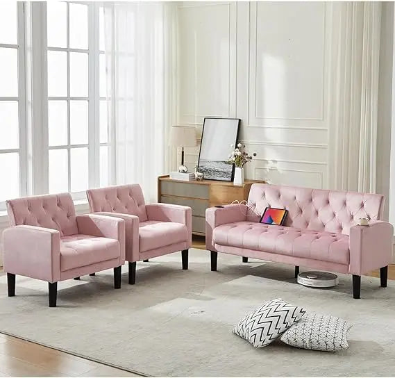 3-Pc. Loveseat Sofa Set, USB Ports, Cupholders