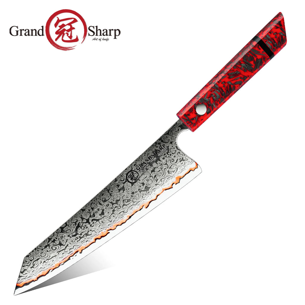 1-7PCS 55 Layers Copper Damascus Steel Chef Knife