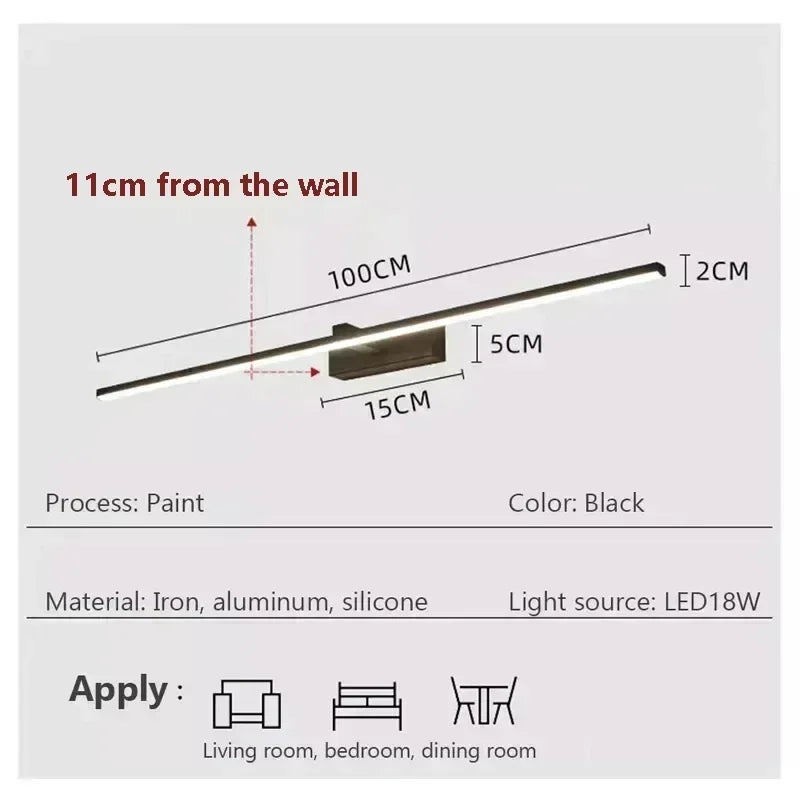 LED, 40/80/100cm Long Strip Light, Black, White