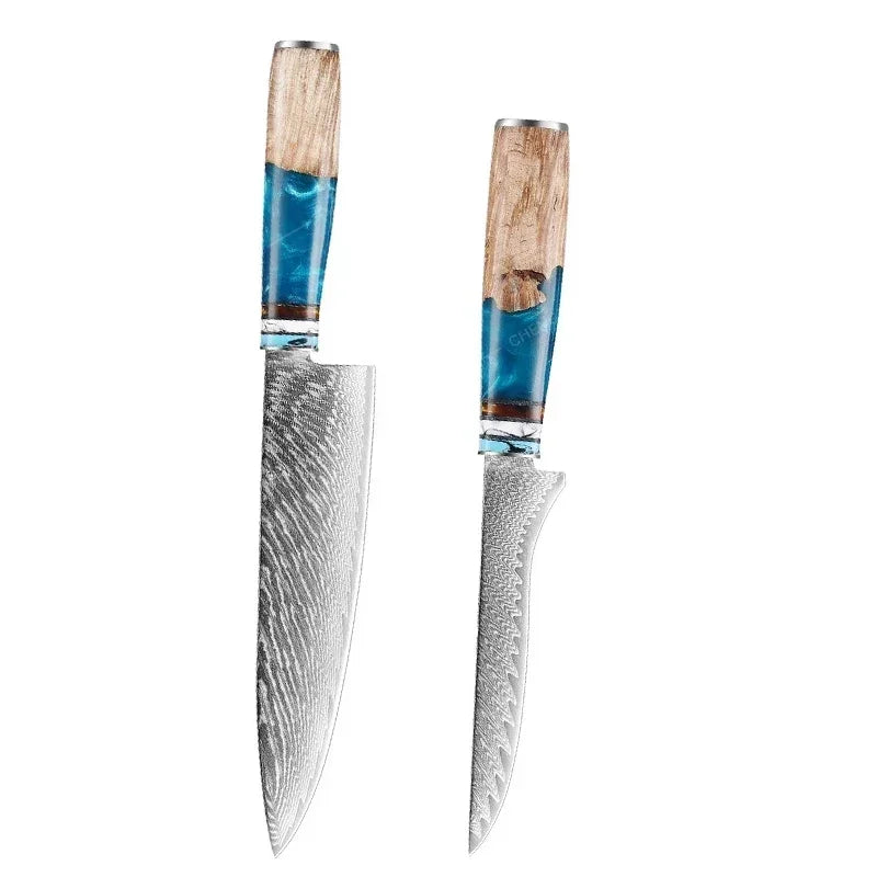 1-10pcs Japanese Damascus Kitchen Knives Set