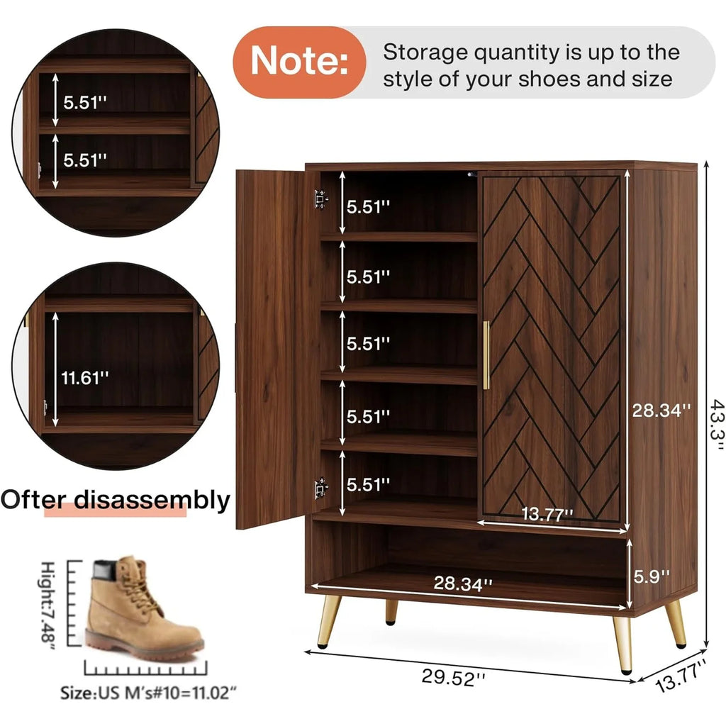 6-Tier Wooden Shoe Storage Cabinet