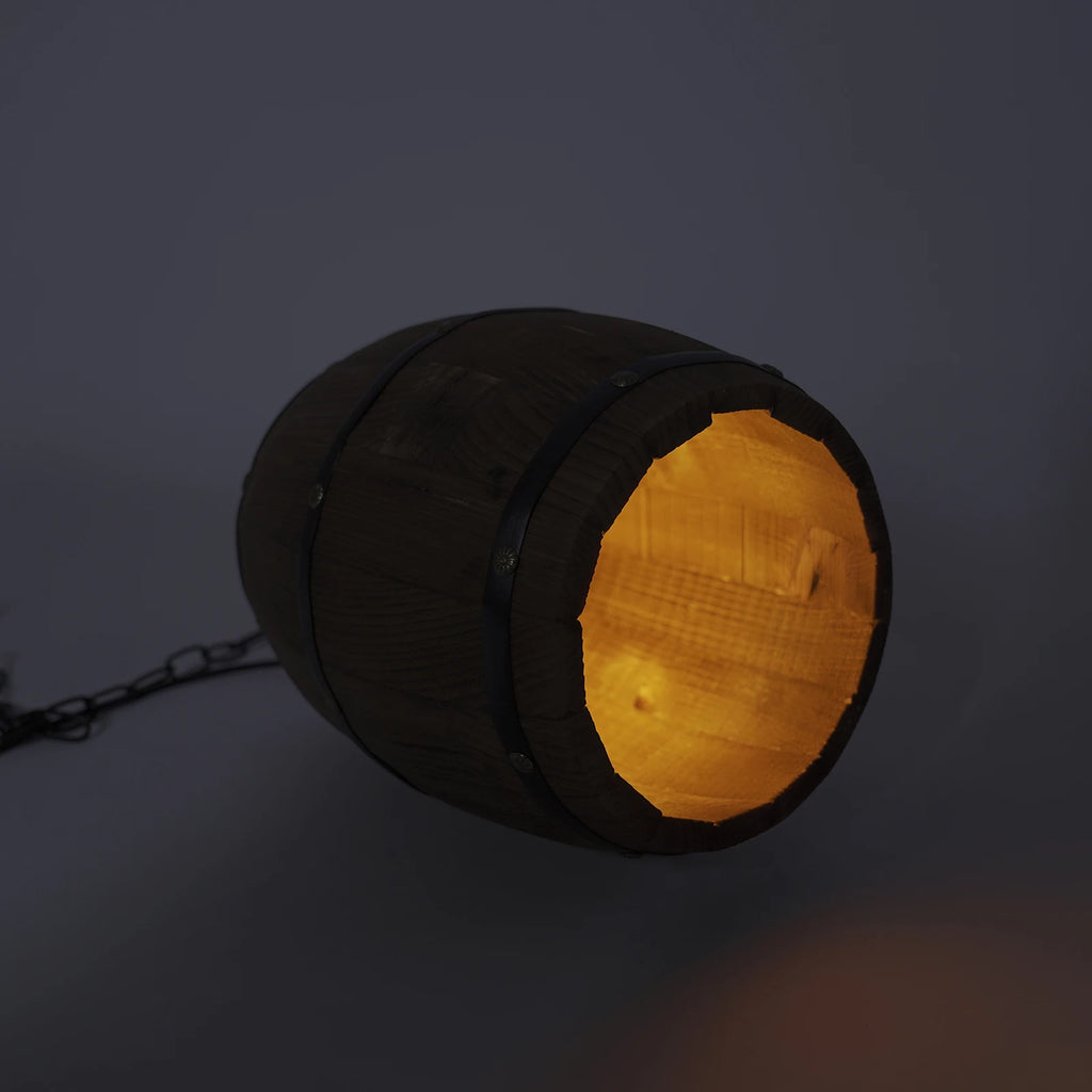 Wood Wine Barrel Pendant Light, Industrial Ceiling Lamp