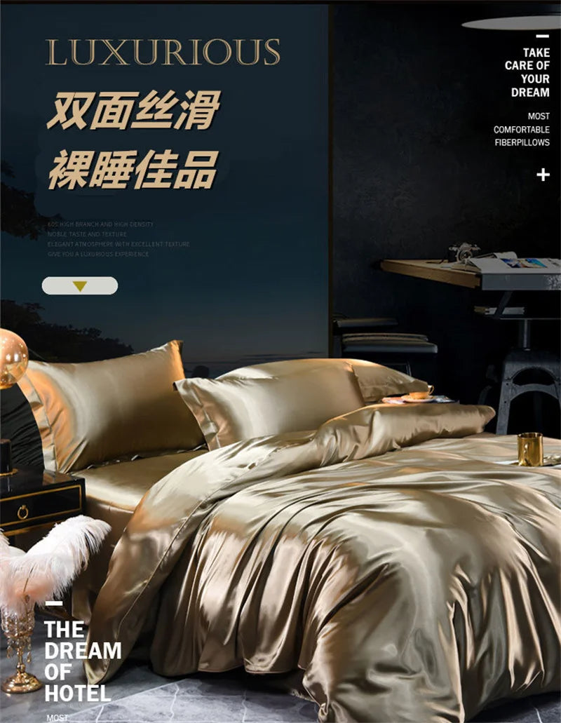 Satin Bedding Set, Duvet Cover, Sheets, Pillowcases