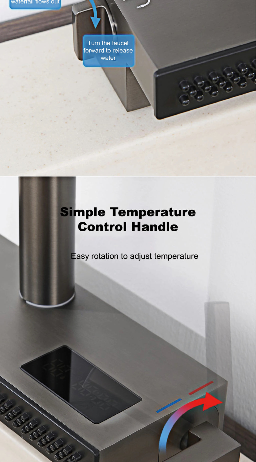 LED Digital Display Kitchen Faucet, 3 Modes Spray