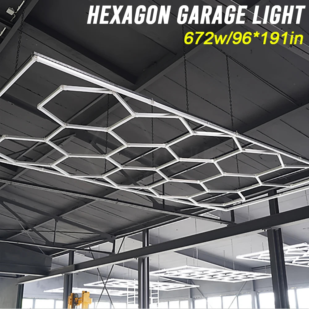 Honeycomb Hex Light Hexagon LED Lighting for Garage Workshop Lighting Car Detail for Car Wash Beauty Station Office Ship from US
