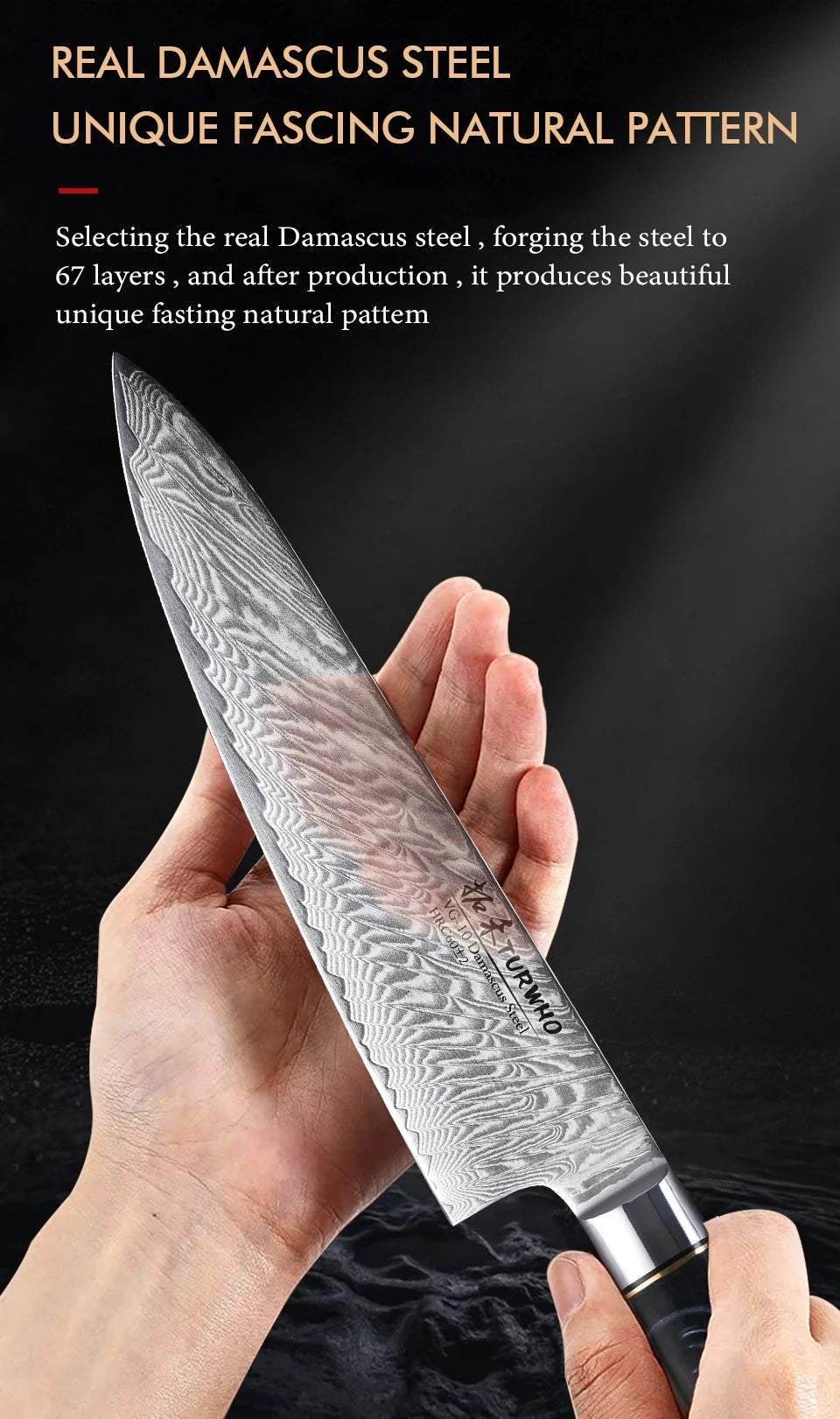 Damascus Kitchen Chef Knife High Carbon Steel