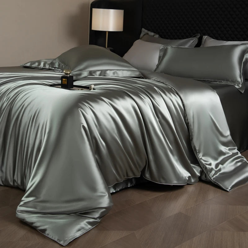 Silk Bedding Set, Duvet Cover, Fitted/Flat, Pillowcases