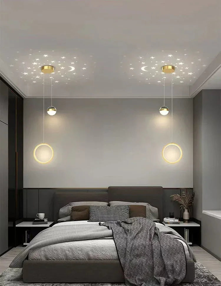 Starry Sky Projection Style Circular Led Pendant Light