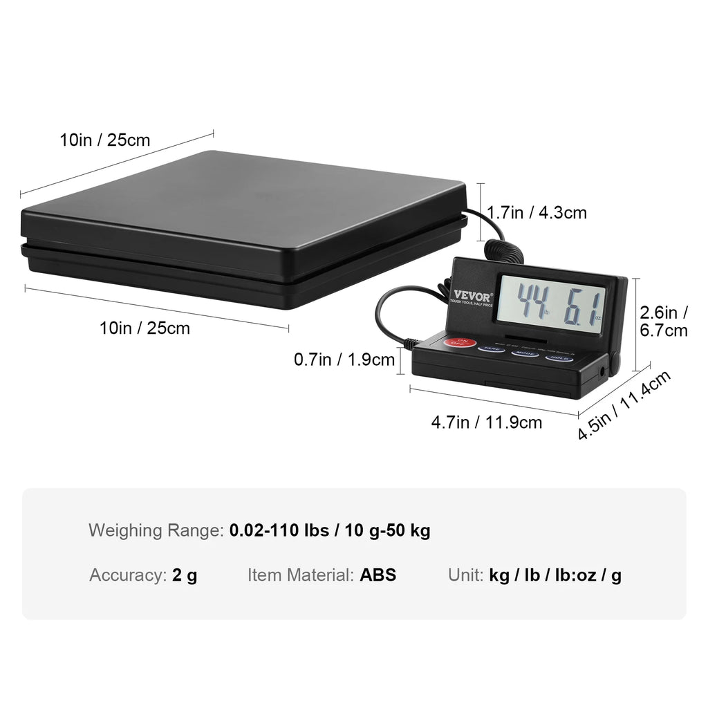 110 lbs Digital Postal Shipping Scale with Time