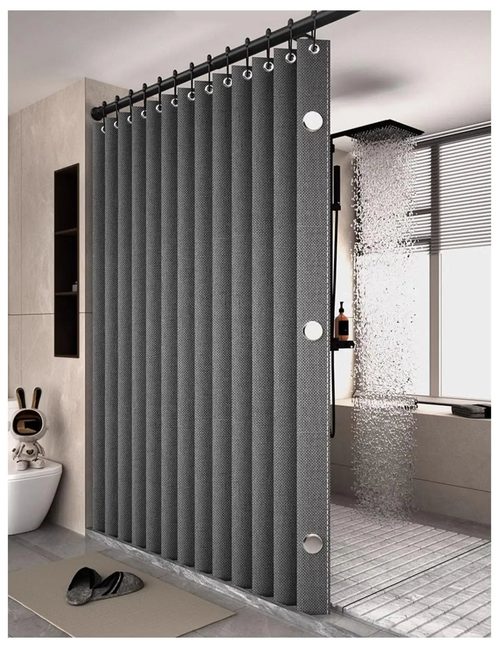 Bathroom Folding Shower Curtain