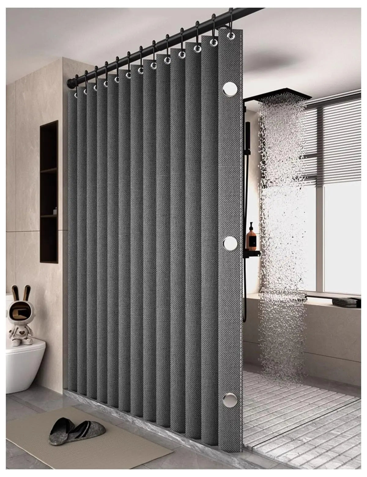 Bathroom Folding Shower Curtain