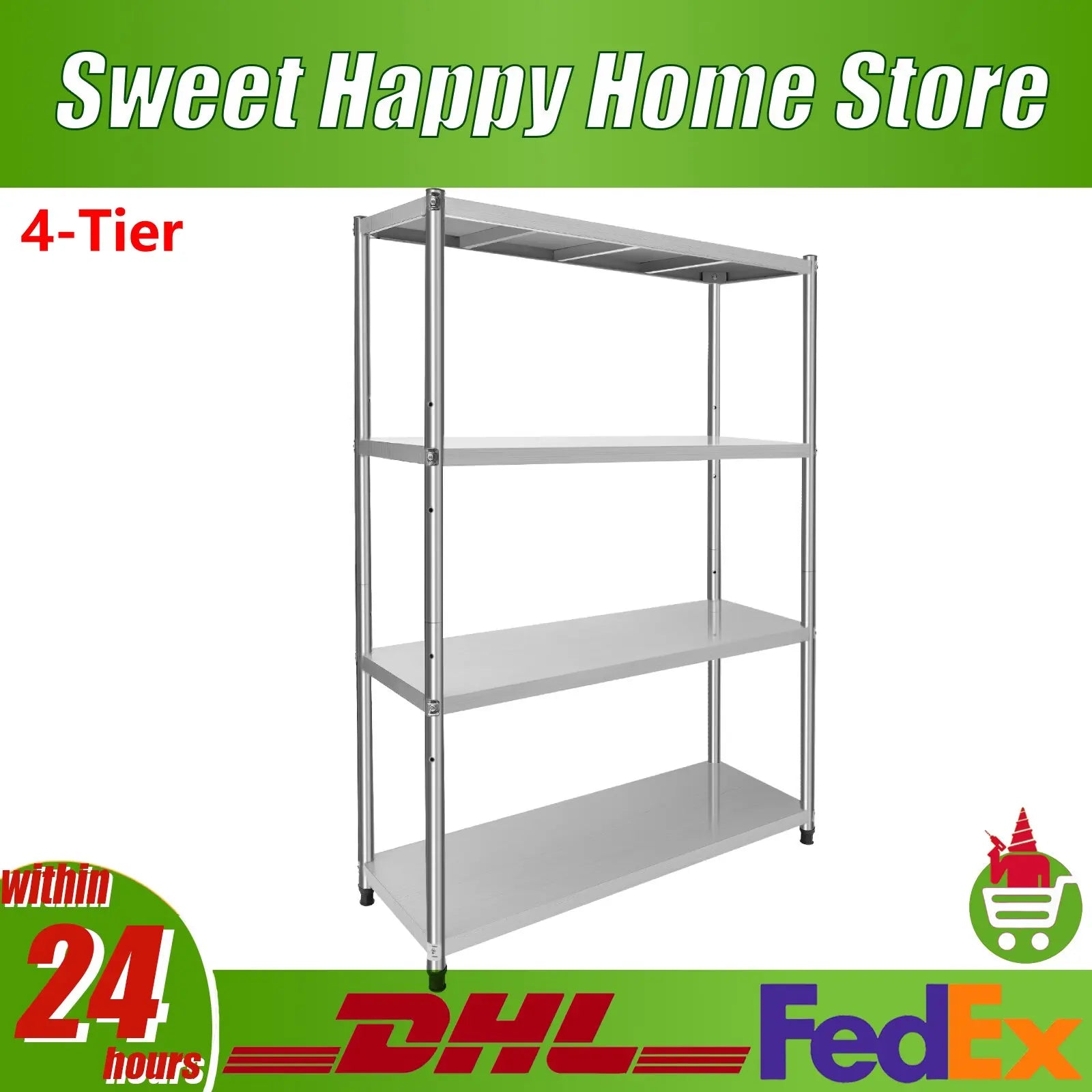3-Tier 201 Stainless Steel Adjustable Storage Rack
